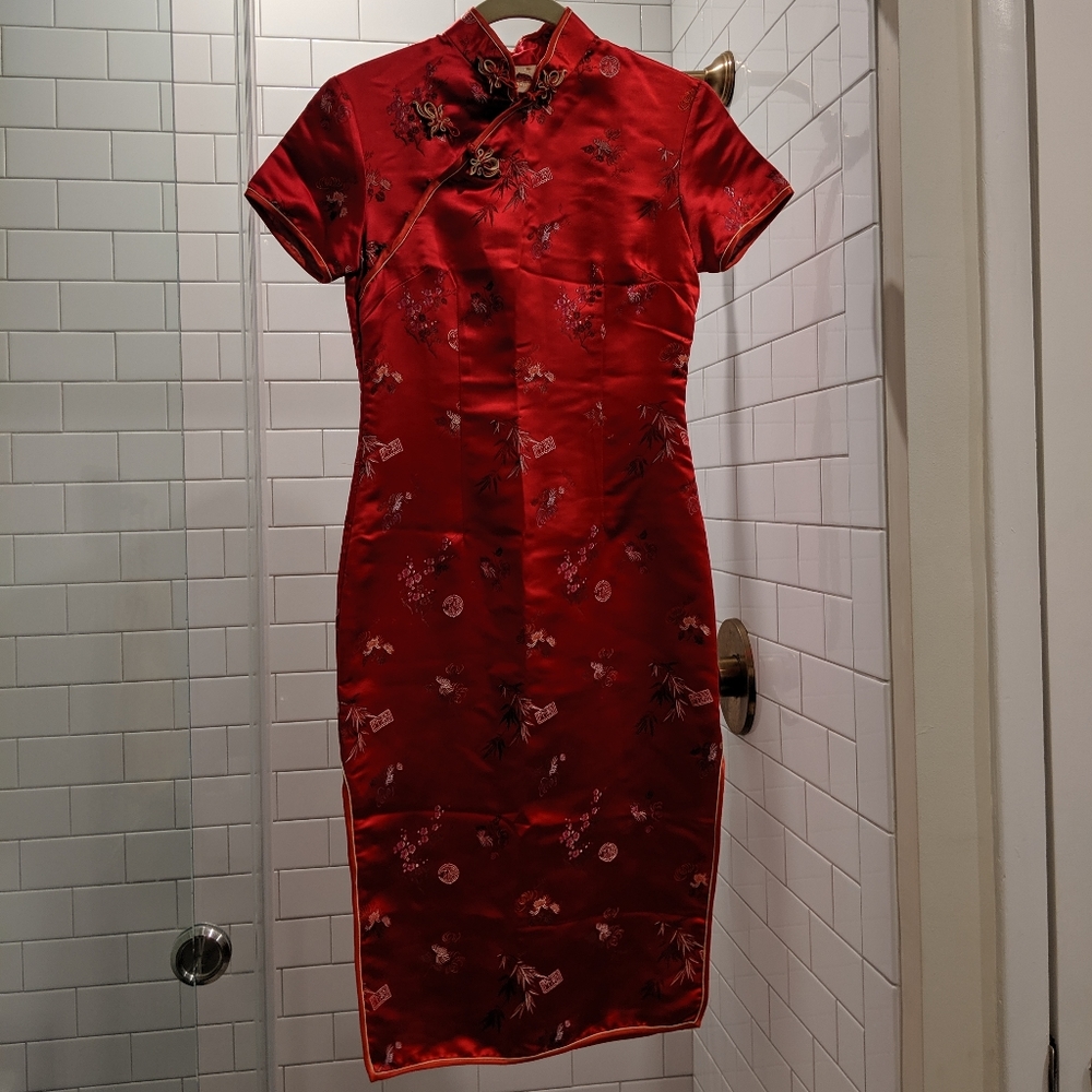 Red Qipao Traditional Chinese Cheongsam Dress
